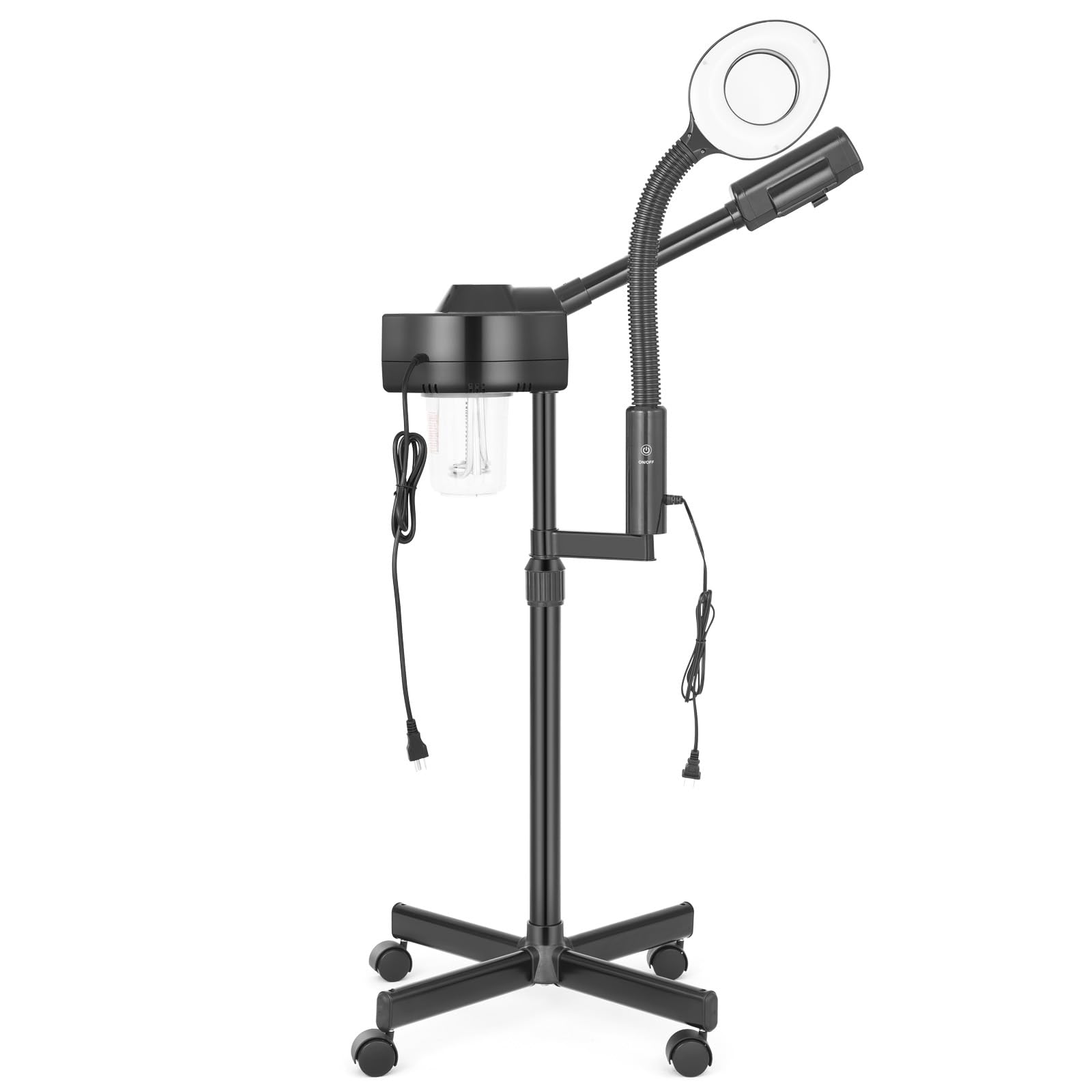 Professional Facial Steamer ，2 in1 Steamer for Face 5X LED Magnifying Lamp Facial Steamer，Beauty Face Equipment Use at Home，Sap or Salon（Black）
