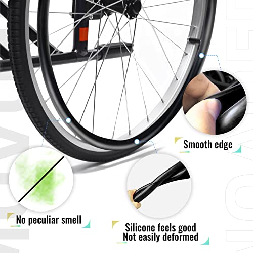 24Inch Silicone Wheelchair Push Rim Covers, Non-Slip Wear-Resistant Hand Push Cover, Wheelchair Rim Grips, Wheelchair Rear Wheel Cover For Improve Grip And Traction (Black, 24In) #TOP2