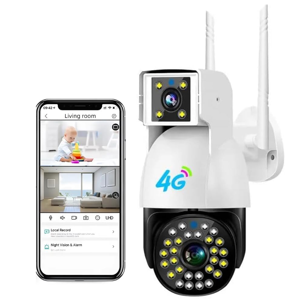 securinnov 6MP 4G SIM Dual Lens Outdoor PTZ CCTV Camera | 360° Rotation | Color Night Vision | Smart Auto Tracking | Two-Way Audio | Wireless Security with V380 Pro App (4G Dual Lens PTZ)-image-31