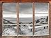 Produktbild Stil.Zeit Bank in den Dünen mit Blick auf das Meer Kunst B&W Fenster im 3D-Look, Wand- oder Türaufkleber Format: 62x42cm, Wandsticker, Wandtattoo, Wanddekoration