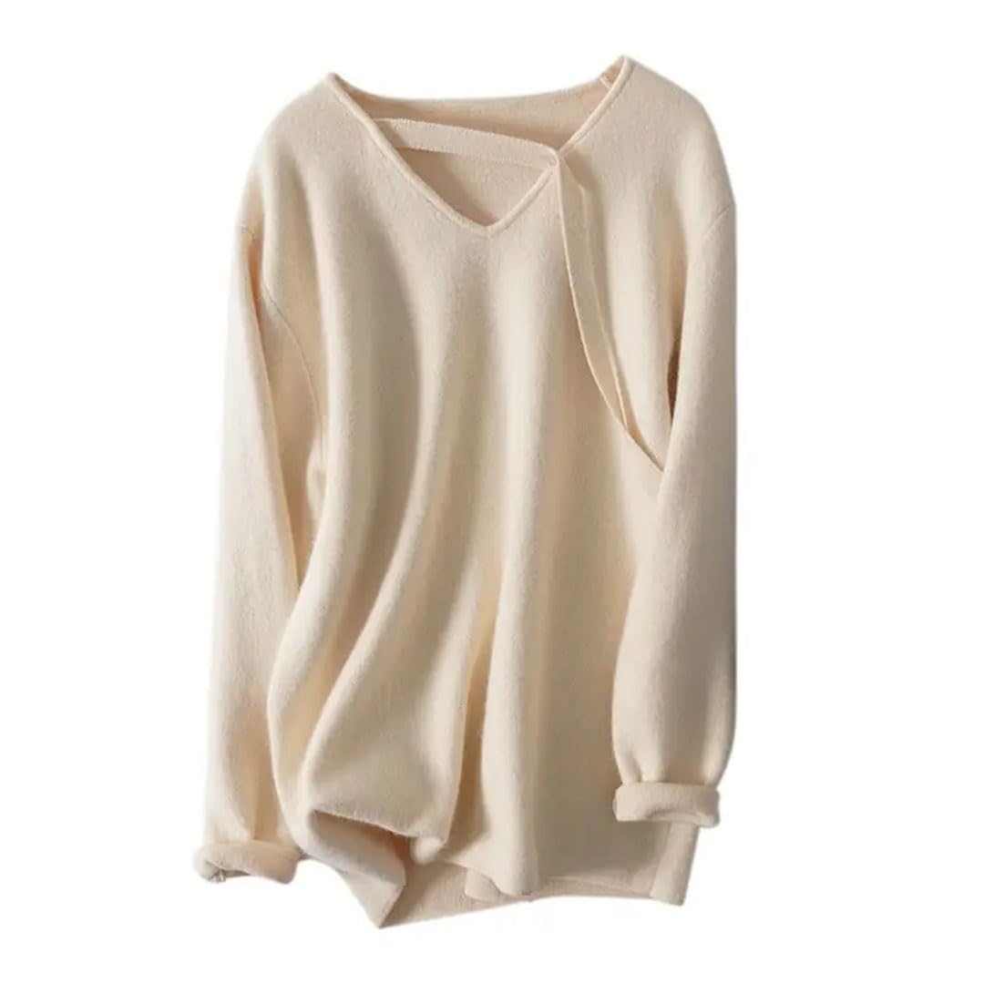 Maglione da donna a tinta unita con scollo a V autunno e inverno di media lunghezza maglione lavorato a maglia maglione