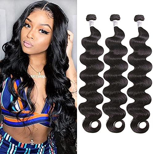 Body Wave 3 Bundles 9A 100% Unprocessed Body Wave Hair Bundles Brazilian Virgin Hair Weave Human Hair Extension (24 26 28 inch)