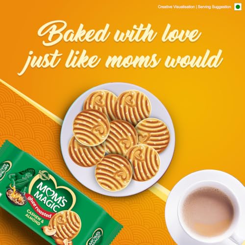 Image of Sunfeast Mom's Magic Rich Cashew Almond Cookies | Roasted Cashew Almond | Rich Butter Biscuits | Mom's Favourite Baked Cookies 189 Gram / 197Gram / 200 Gram /183Gram (weight May Vary) (Pack of 3)