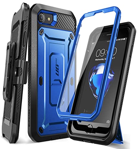 Coque iPhone SE antichoc SUPCASE Unicorn Beetle Pro bleu foncé pour chantiers et sports