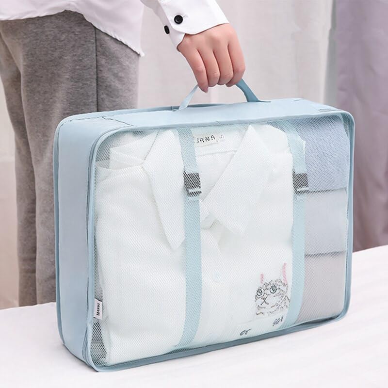 Image of Nightstar 7 Pcs Foldable Luggage and Laundry Bag Pouch Waterproof Travel Toiletry Organizer Garment Storage Bag Portable Packing Cubes (1 Pc) (Sky Blue)