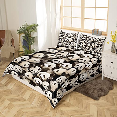 Panda Bedding Set Kids Cute Animal Pandas Comforter Cover Set for Girls Boys 3D Panda Beared Duvet Cover Women Men Lovely Wild Bedding & Linen Bedding & Linen King Size - Image 2
