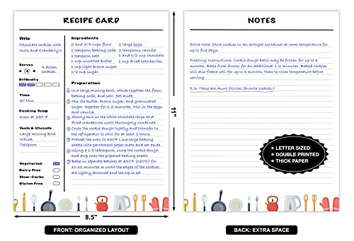 Moritsz Boxed Recipe Keeper With 8.5 X 11 Inches Full Page Recipe Cards 3 Ring Recipe Binder Kit - Recipe Organizer Binder With 25 Recipe Cards, 25 Recipe Page Protectors, 48 Tab Labels, 12 Dividers #TOP4