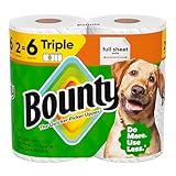 Bounty Full Sheet Paper Towels, White, 2 Triple Rolls = 6 Regular Rolls (Packaging May Vary)