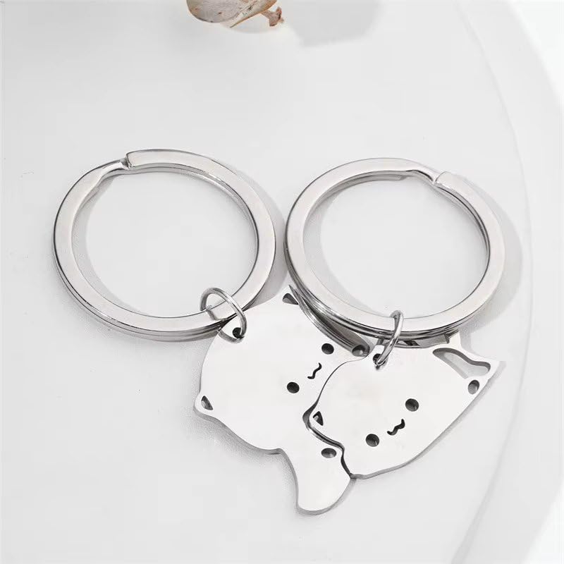 The Purple Tree Valentines Day Gift Couple Keychain Set, Cute Matching Cat Keychains for Couples, Best Friends,Romantic Valentine’s Day Gift for Him & Her 7