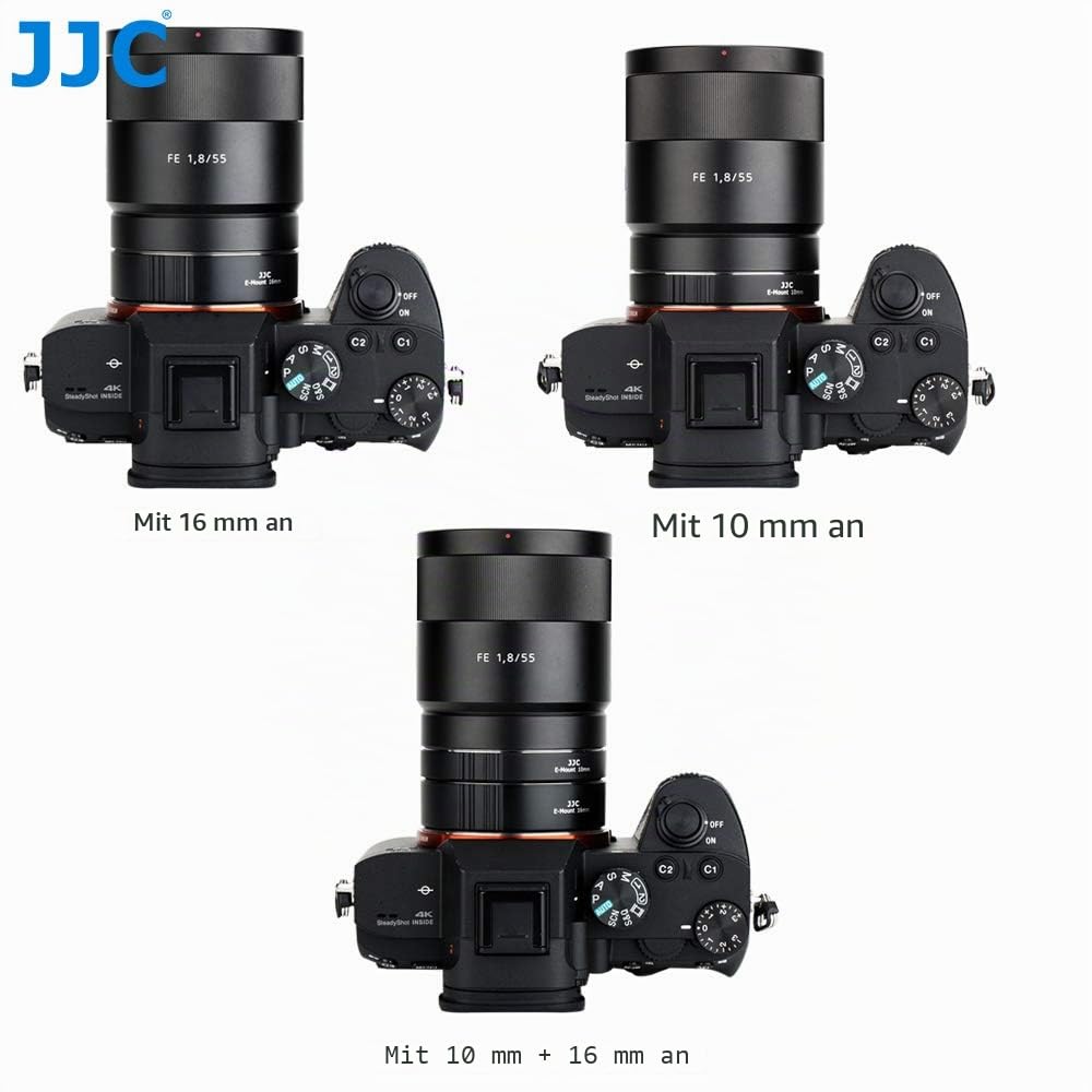 JJC Autofokus-Zwischenringe (AF) mit TTL-Belichtung für Makrofotographie 10mm und 16mm (Passen für Sony E-Mount Kameras)
