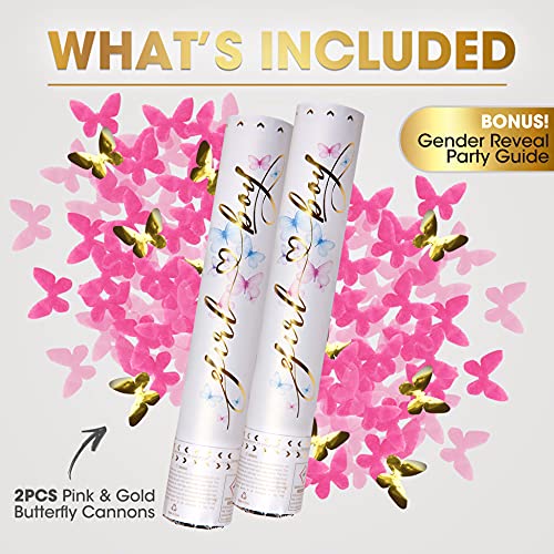 Primepure GRCANNON-2PK-BTFLY-PINK Gender Reveal Confetti Cannon thumb #2