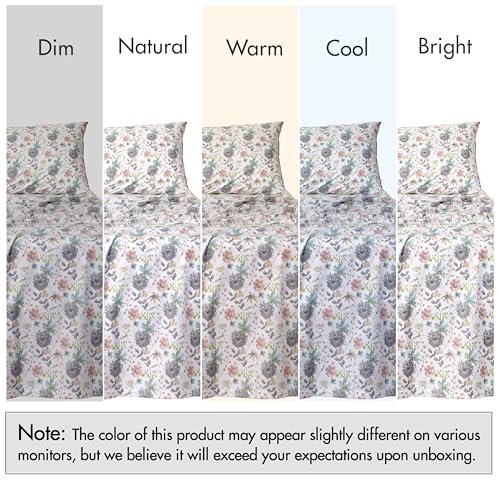 Image of RUVANTI 100% Cotton Percale Sheets Queen Size, Dandelion Field | Crisp Cooling, Deep Pocket 16 inch, Soft Breathable & Durable, Hotel-Style, 4 Piece Set