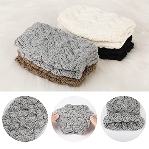 PHOGARY 4 Pairs Winter Warm Boot Cuffs for Women, Crochet Knitted Boot Socks for Gilrs Short Leg Warmers Boot Topper Socks Leg Cuffs Boot Warmers Gift for Girls (Style D)2