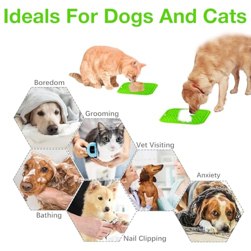 Image of Licking Mat for Dogs and Cats | Premium Lick Mat Suction Cups | Anxiety and Boredom Relief | Slow Feeding Mat Puzzle Toy | Food Grade Silicone Distraction Toy (Green)