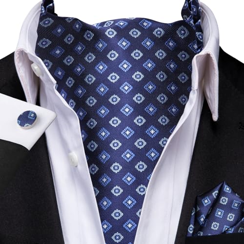 Image of Dubulle Paisley Floral Ascot for Men Self Tie Mens Cravat and Pocket Square Cufflinks Wedding