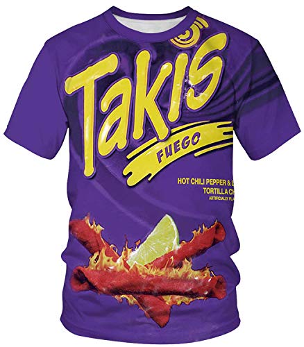 Cool Shirt 3D Print Novelty Short Sleeve T-Shirts Summer Casual Tops for Takis Style Men Women R-T M