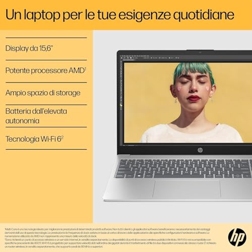 Hp Laptop 15-Fc0014Sl, Amd Ryzen 5 7520U, 16GB Ram, 512GB, Amd Radeon Integrata, Display 15.6” Fhd 250 Nits, Antiriflesso, Wi-Fi, 720P Tnr Privacy Cam, Windows 11, Argento - 8
