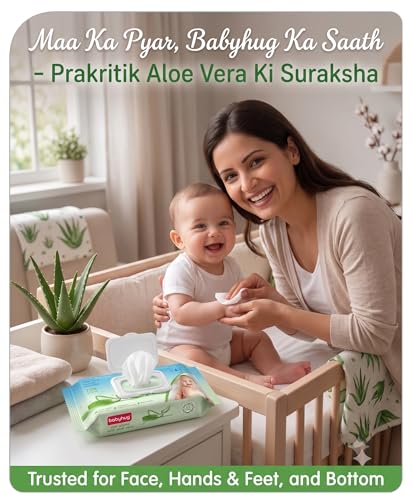 Image of BABYHUG Wet Wipes with Aloe Vera | 98% Water Based | pH Balanced | Paraben & Alcohol Free (Pack Of 2)(Count 144 Wipes)