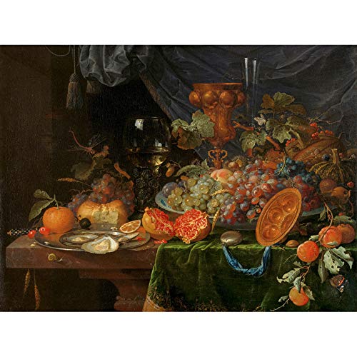 Artery8 Mignon Still Life With Fruit Oysters Painting Art Print Canvas Premium Wall Decor Poster Mural