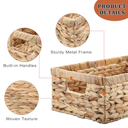 OGANAZI Natural Water Hyacinth Baskets with Handles - Image 3