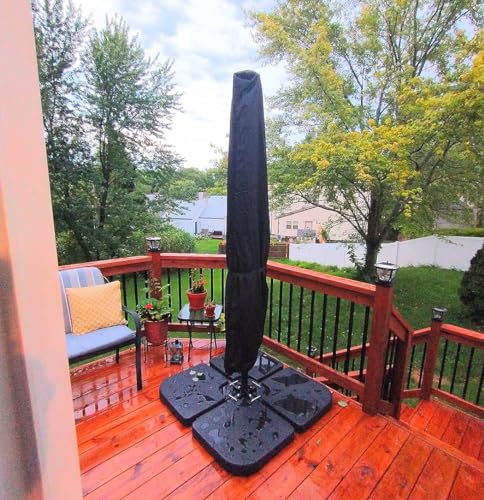 J&C Patio Umbrella Cover Waterproof Outdoor Umbrella Cover Offset Umbrella Protection Cover for Garden Outdoor Umbrella Furniture Sets (Black)