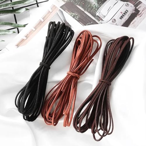 GWAWG Leather Cord 7 Colour Leather String Strips Leather Necklace Cord for Crafting Lace Braided Bracelets Pendants Dream Catcher God DIY(5m x 2.6mm) - Image 2
