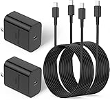 45W Samsung Super Fast Charging with USB C to C Cable 10ft, 2Pack Type C Wall Charger Block and Android Phone Charger Cord Long for Samsung Galaxy S25 Ultra/S25+/S24+/S23+/S22+/S22 Plus/S21/Note 20/10