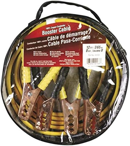 Gladiator New Premium Heavy Duty Battery Booster Jumper Cables Black/Yellow 12ft. 8 Gauge with Bag Ideal for RV's!