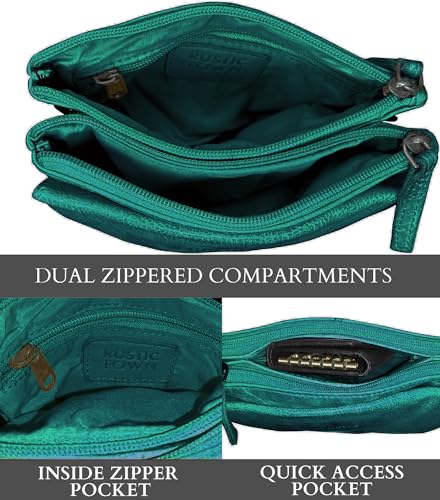 Image of RUSTIC TOWN Leather Sling Bag for Women - Washed Leather Crossbody Bag Wristlet Clutch, Vintage Travel Shoulder Purse Handbags for Ladies