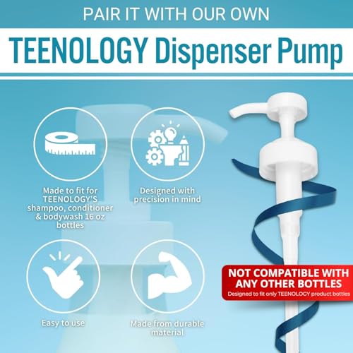 Pump for TEENOLOGY 16 oz. Bottles, 2-Pack – White, Only Compatible with TEENOLOGY Shampoo, Conditioner, and Body Wash, Reusable and Durable, Easy Dispensing for Teenology 16 oz. Bottles3