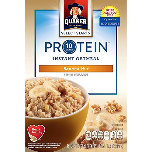 Quaker Protein Instant Oatmeal, Banana Nut, 10g Protein, Individual Packets, 36 Count