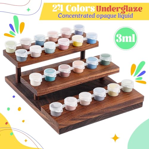 24-Color Concentrated Opaque Underglaze Paint Mini Pack for DIY Pottery