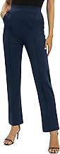 Femmes Bureaux Casual Jambes Droites élastique Travail Pantalons Taille Haute Pantalons avec Poches