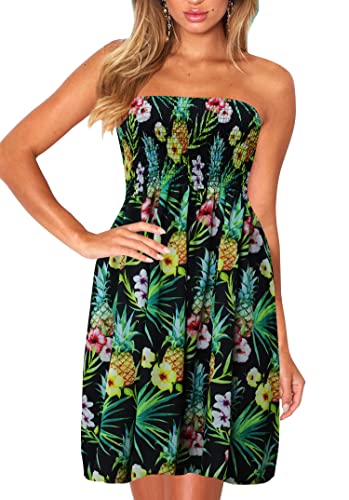 Image of Zyyfly Womens Summer Beach Dresses Strapless Cover Ups Dress Tube Top Sundresses