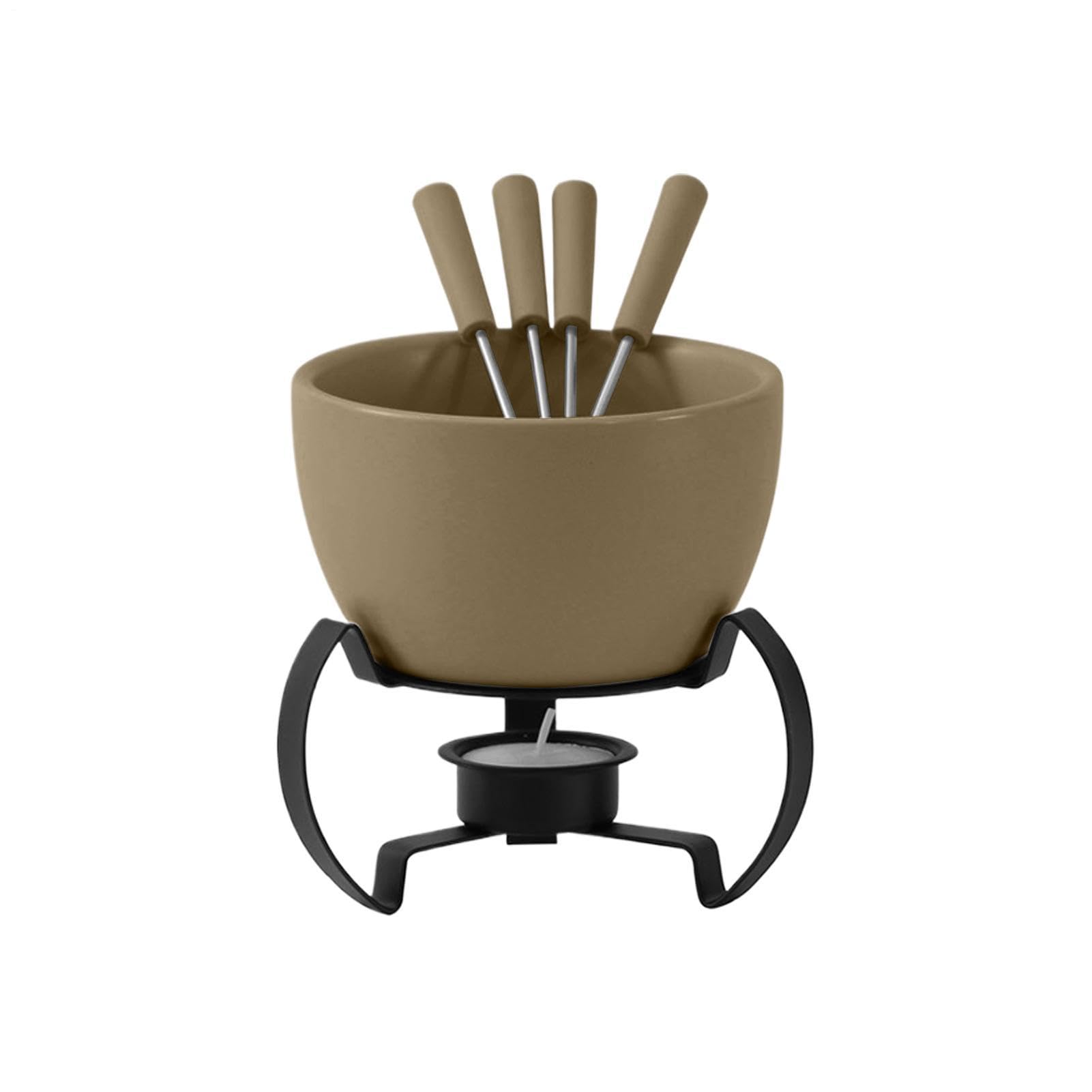 Tasse à fondue en céramique 450 ml avec fourchettes pour dessert au chocolat