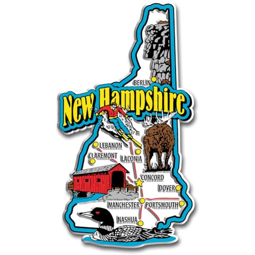 Imán decorativo Jumbo Estado New Hampshire 2.6 x 4.7 pulgadas