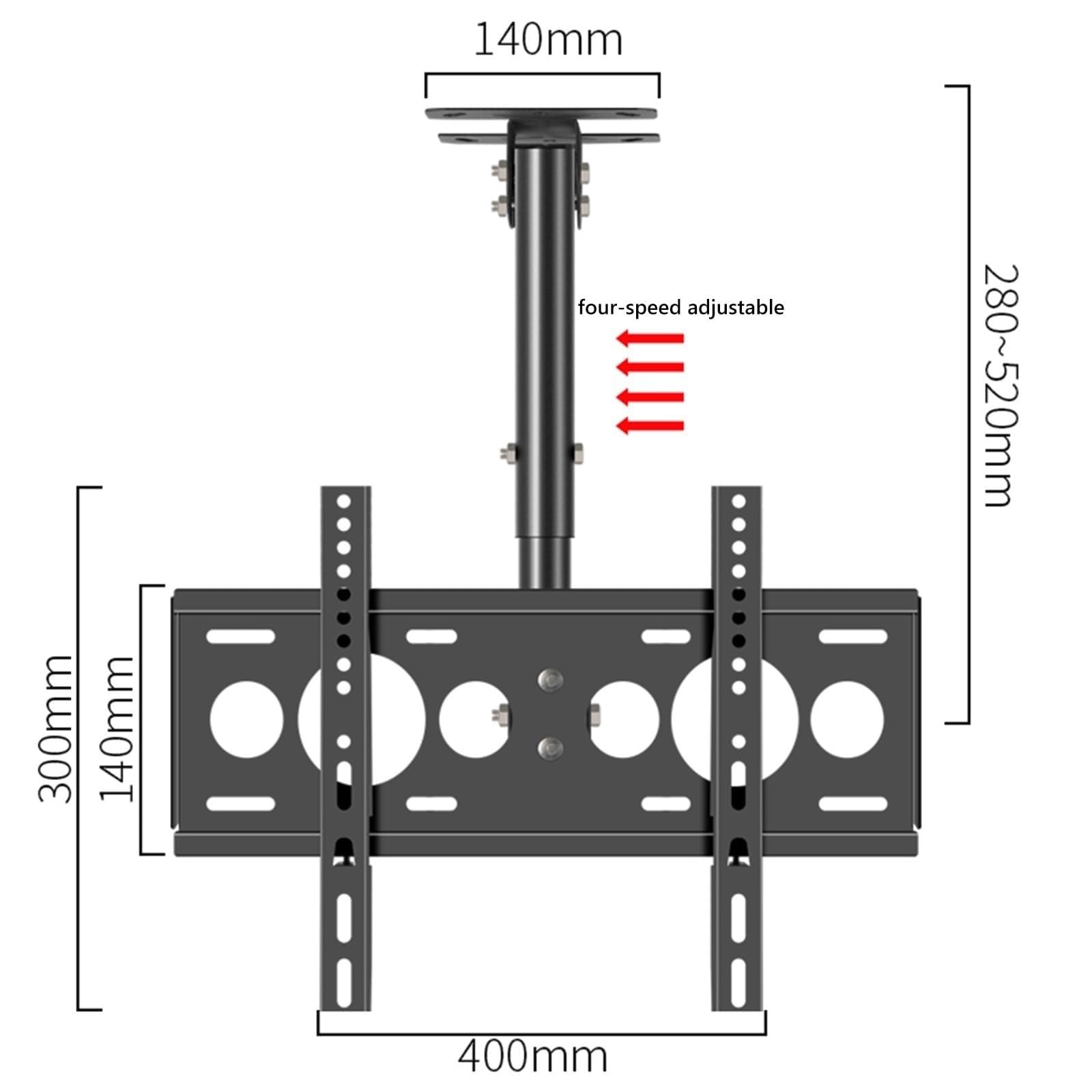 Telescopico Supporto per TV da Soffitto, Supporto TV Parete, Supporto TV Girevole E Inclinabile A 360 Gradi per TV da 27 A 55 Pollici, Supporta Fino A 66 Libbre/30kg