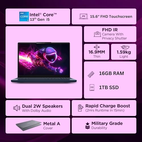 Image of Lenovo IdeaPad 15.6 inch FHD Touchscreen Business Laptop with Lifetime Web Office 365 - Intel 13th 10-Core i5 (Outperforms i7-1255U) - 24GB RAM, 2TB SSD - WiFi 6, 10HR Battery, 720p Camera