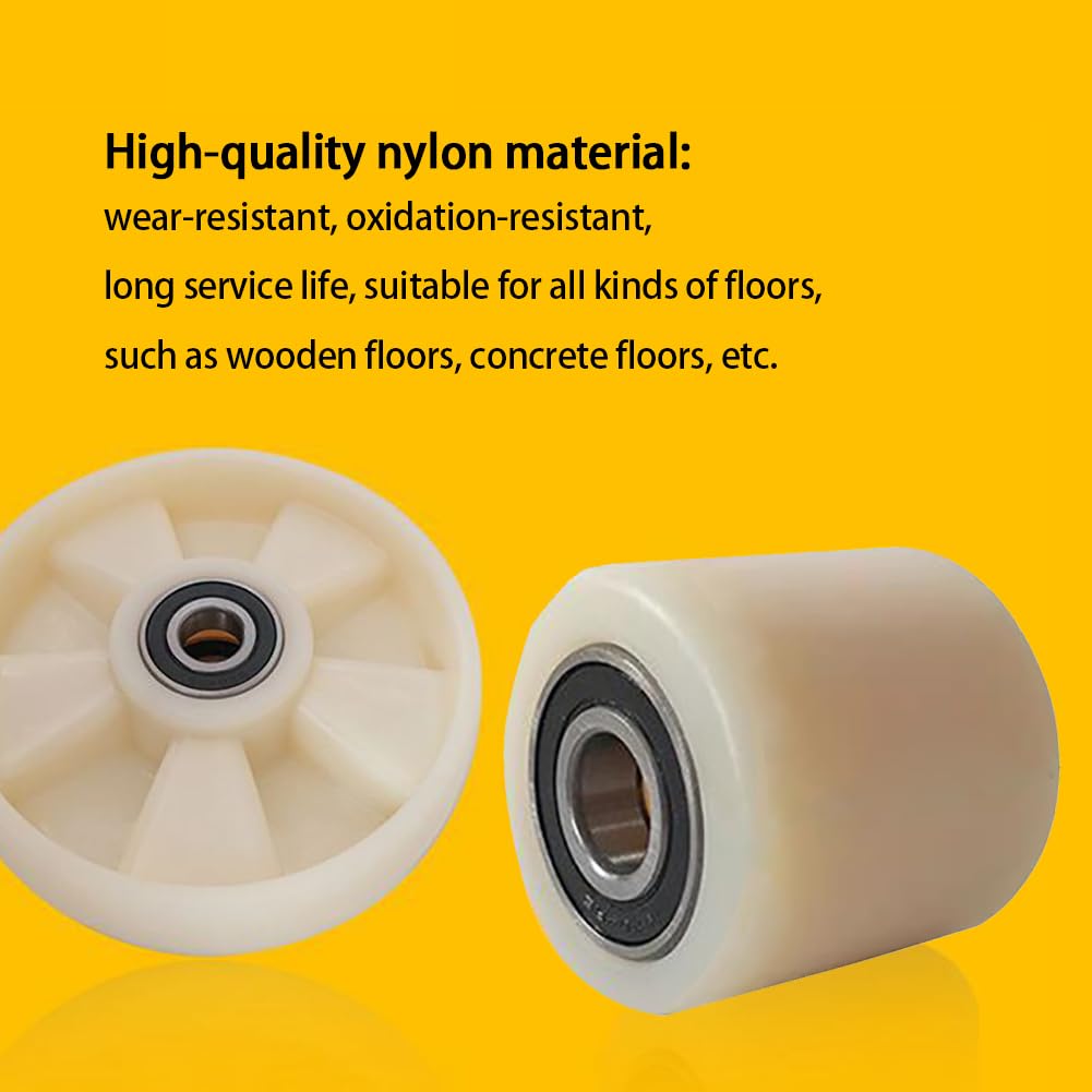 Nylon chargé, Lot de 2 Roues de transpalette, Plusieurs Tailles, 800 kg, Double roulement, Nylon(80x70mm)