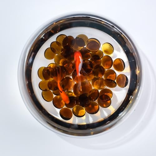 Image of CYS EXCEL Amber Glass Gemstone Beads Vase Fillers (6 LBS) Flat Marble Beads Multiple Color Choices Aquarium Decor Rocks Floral Stones Decorative Mosaic Glass Gem Pebbles