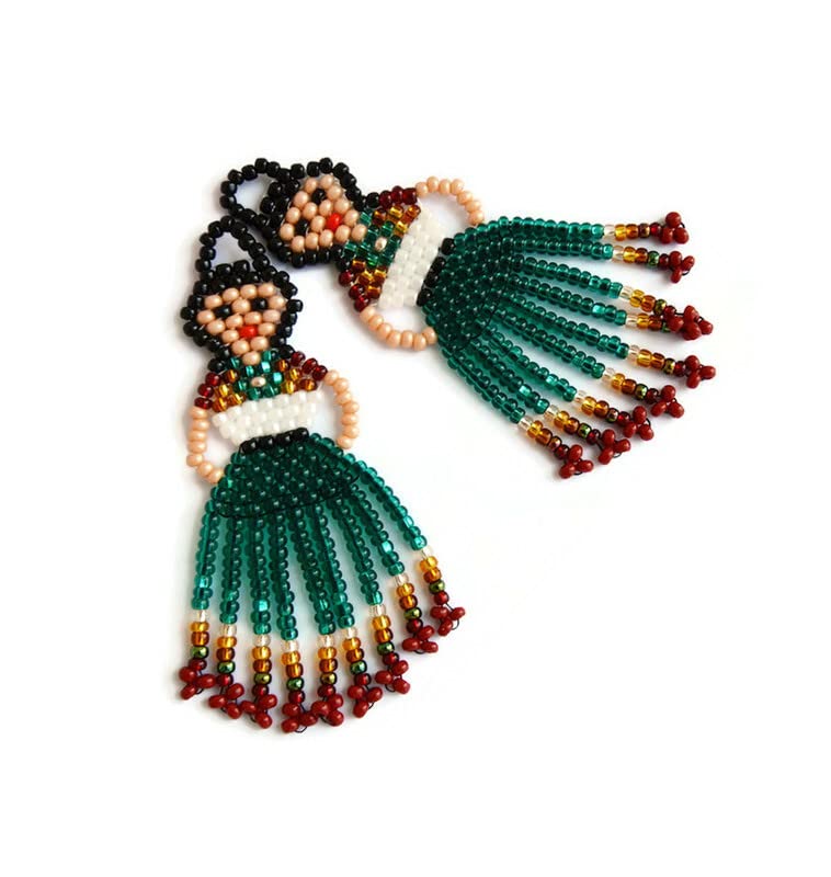 Lady earrings for Women Beaded Mexican jewelry Fiesta Doll Handmade Products