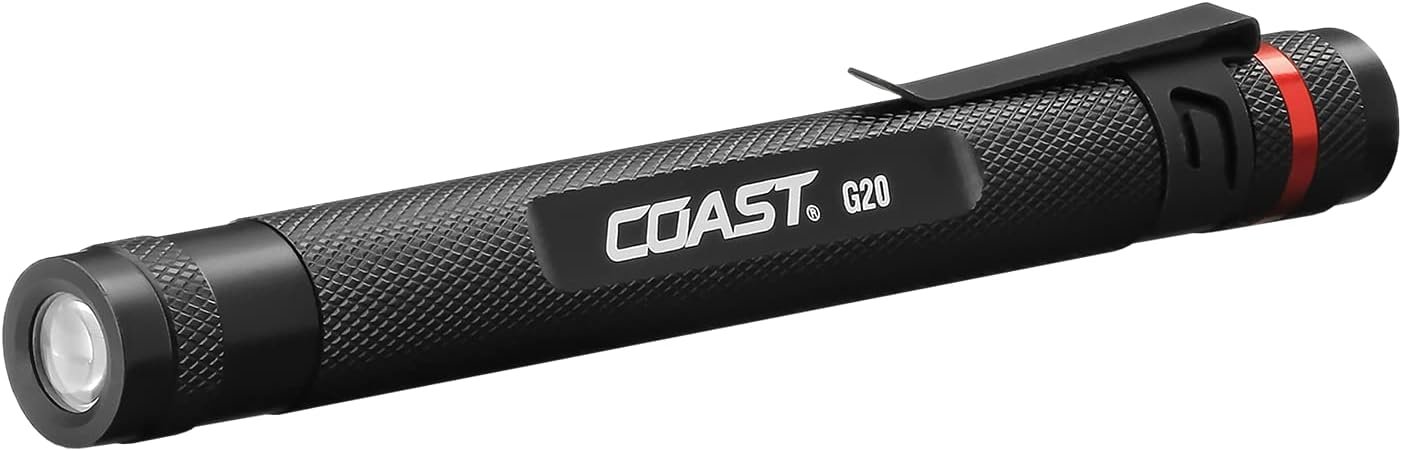 G20 Inspection Beam LED Penlight with Adjustable Pocket Clip and Consistent Edge-To-Edge Brightness, Black, 54 lumens,1 Pack