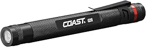 Coast G20 Inspection Beam LED Penlight with Adjustable Pocket Clip and Consistent Edge-To-Edge Brightness, Black, 54 lumens,1 Pack