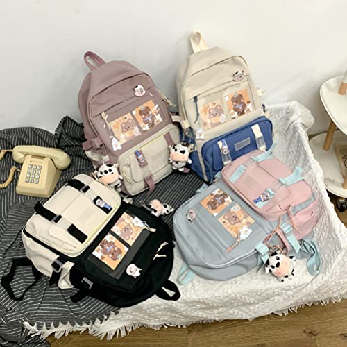 Osuner Mochila kawaii com pino e acessórios Linda mochila kawaii de grande capacidade Bolsa escolar