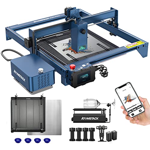 ATOMSTACK X20 PRO Laser Graviermaschine mit Air Assist F2 Wabentisch R3 Pro Laser Rotationswalze 130W Quad-Laser Gravur Laserschneider Augenschutz Fixfokus Lasergravierer für DIY Holz Metall