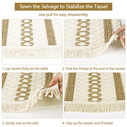 Puphutu Boho Placemats Set Of 4,Macrame Woven Place Mats,Cotton And Jute Splicing Table Placemats For Rustic Kitchen Farmhouse Wedding Dining Table (Style03) #TOP3