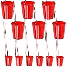 Iconikal Shot Glass on Beaded Necklace, Red, 12-Pack