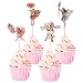 Yunko 24 Pcs Fairy Girls Flowers Cupcake Muffin Toppers Baby Shower Birthday Party Favors