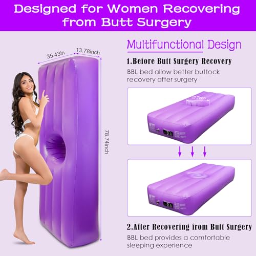 Newly Upgraded BBL Bed with Built-in Pump BBL Bed After Surgery for Sleeping Brazilian Butt Lift Recovery Pillow After Surgery Inflatable BBL Mattress with Hole for Post Surgery Recovery
