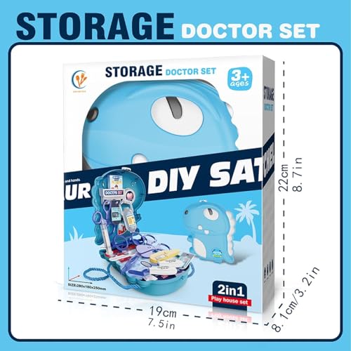 Image of Doctor Kit for Toddlers 2-7 Years Old - 18 Pcs Dinosaur Kids Doctor Play Set, Preschool Pretend Play Medical Kit with Carrying Bag, Toys for Age 2-7, Gifts for Boys Girls for Role Play